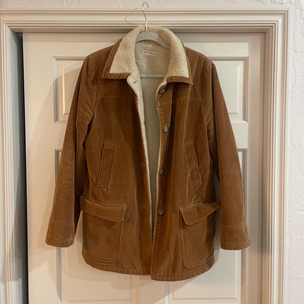 KORS BY MICHAEL KORS Brown Corduroy Jacket with Sherpa Lining